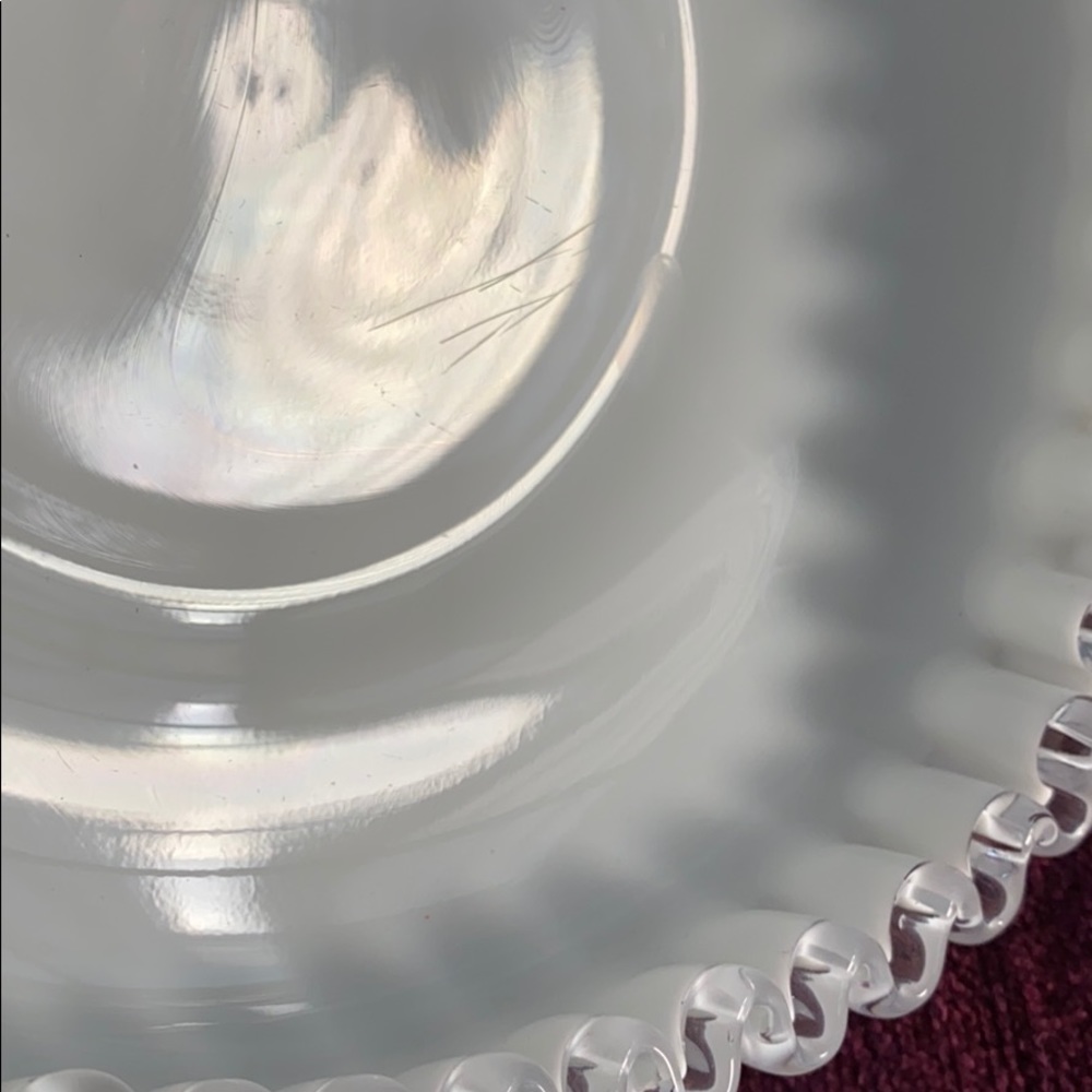 Fenton Milk Glass Dish Silver Crest Vintage - Picture 7 of 7
